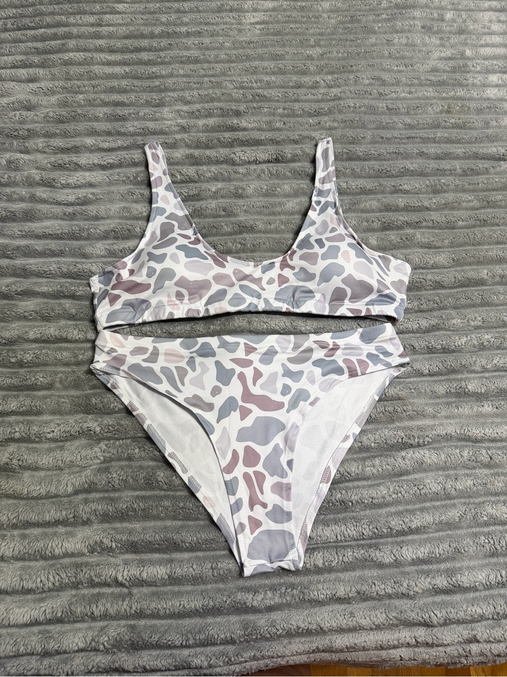 TikTok Neutral Camo Print Scoop Bikini Set